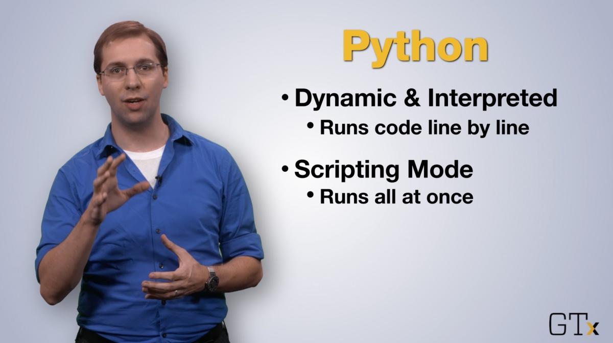 David Joyner presenting a slide about Python programming language, screenshot